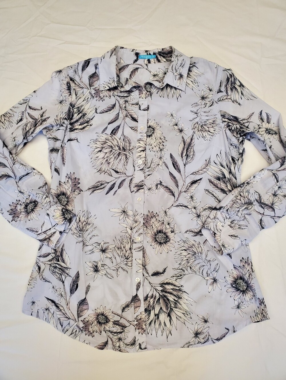 J.McLaughlin Shelli Shirt Womens M Lavender Botanical Floral Button Down Cotton